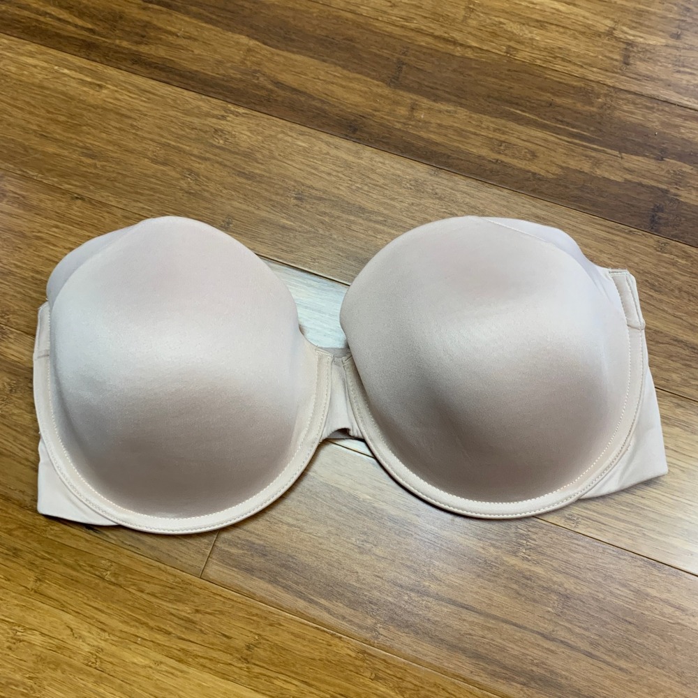 Maidenform Strapless Bra Beige 36DD 6900J Underwire Padded Clasp Full‎ Coverage